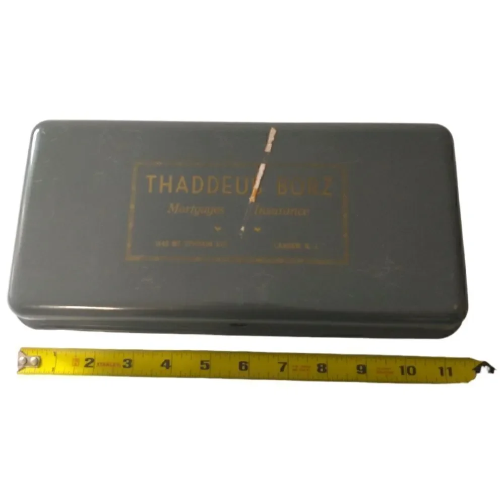 Vtg‎ Steel Advertising Box Thaddeus Borz Camden NJ Mortgage Insurance Needs Lock